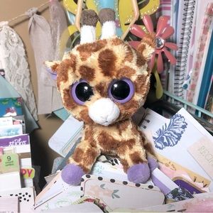 Ty Beanie Boos Safari the Giraffe Plush Stuffed Animal Toy Brown & Purple Eyes
